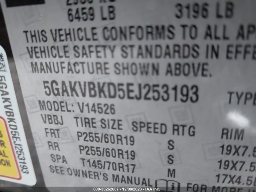 2014 BUICK ENCLAVE - 5GAKVBKD5EJ253193