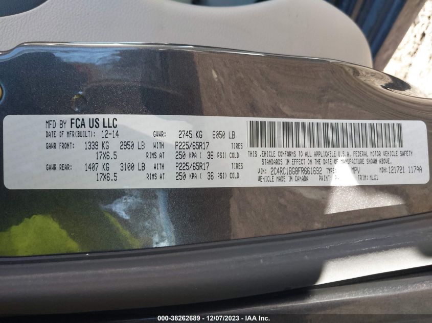 2015 CHRYSLER TOWN & COUNTRY TOURING - 2C4RC1BG8FR661692