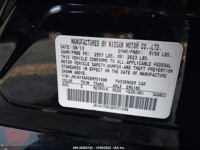 2014 INFINITI Q50 HYBRID SPORT - JN1AV7AR0EM701698