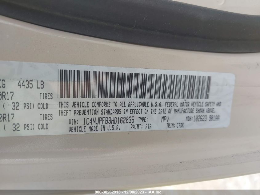 2017 JEEP PATRIOT LATITUDE - 1C4NJPFB3HD162035