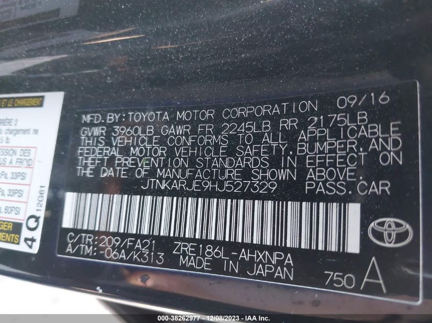 2017 TOYOTA COROLLA IM - JTNKARJE9HJ527329