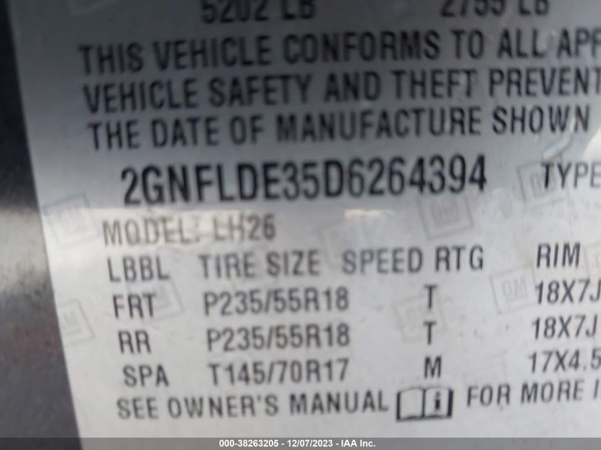 2013 CHEVROLET EQUINOX LT - 2GNFLDE35D6264394