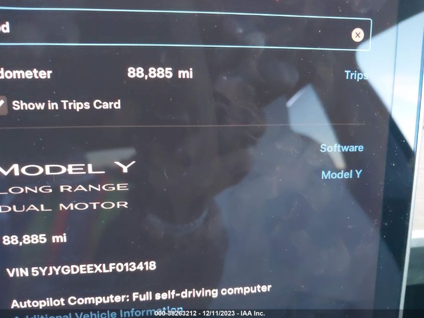 2020 TESLA MODEL Y - 5YJYGDEEXLF013418