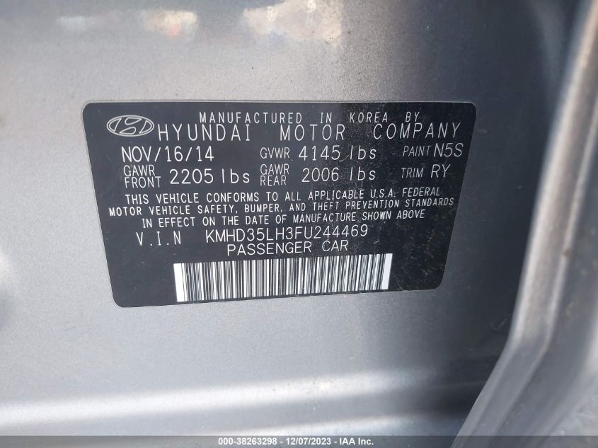 2015 HYUNDAI ELANTRA GT - KMHD35LH3FU244469