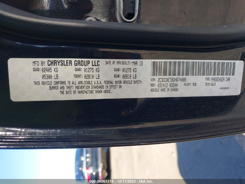 2013 CHRYSLER 300C 2C3CCAET8DH674089