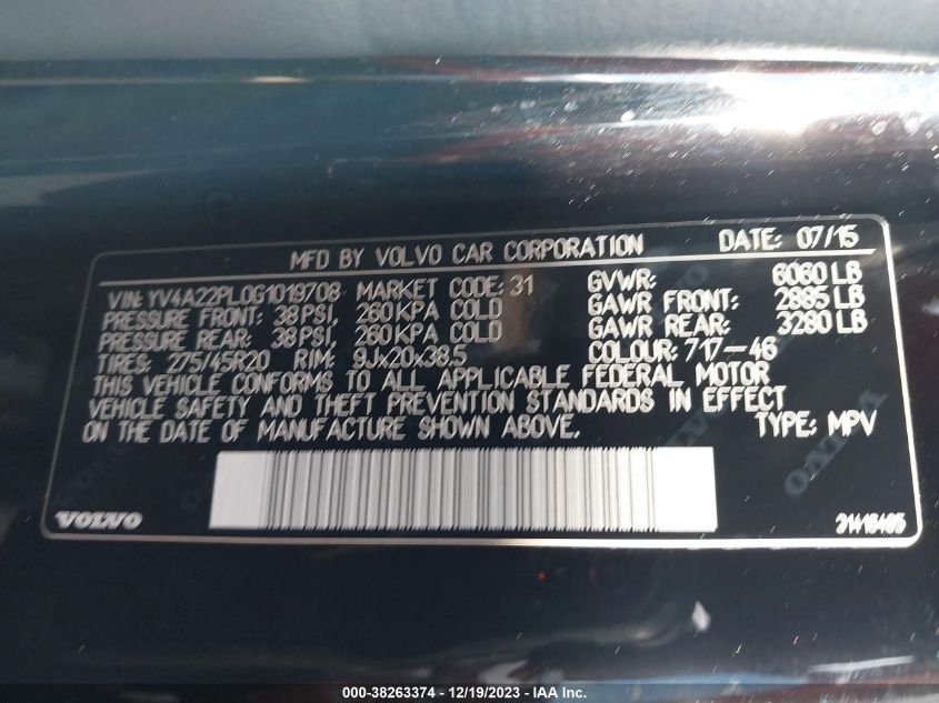 2016 VOLVO XC90 T6 INSCRIPTION - YV4A22PL0G1019708