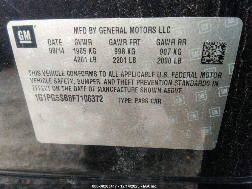 2015 CHEVROLET CRUZE LTZ - 1G1PG5SB8F7106372