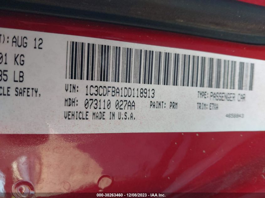2013 DODGE DART SXT/RALLYE - 1C3CDFBA1DD118913