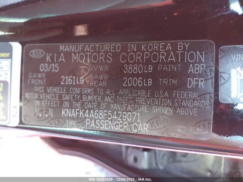 2015 KIA FORTE LX - KNAFK4A68F5429071