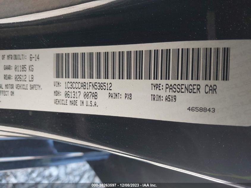 2015 CHRYSLER 200 LIMITED - 1C3CCCAB1FN536512