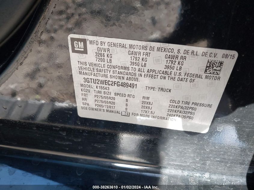 2015 GMC SIERRA 1500 DENALI - 3GTU2WEC2FG489491