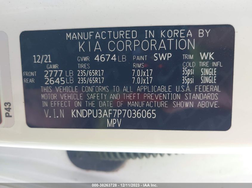 2023 KIA SPORTAGE LX - KNDPU3AF7P7036065