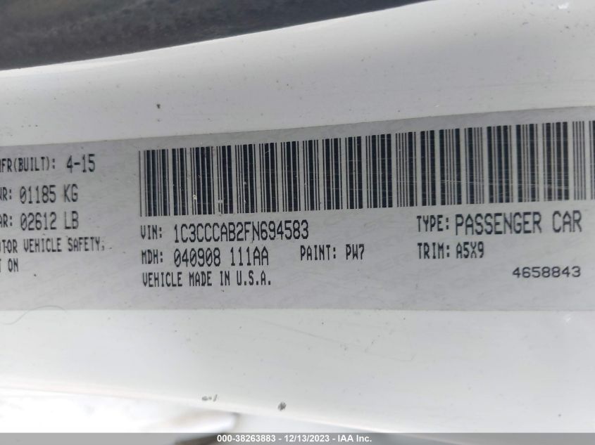 2015 CHRYSLER 200 LIMITED - 1C3CCCAB2FN694583