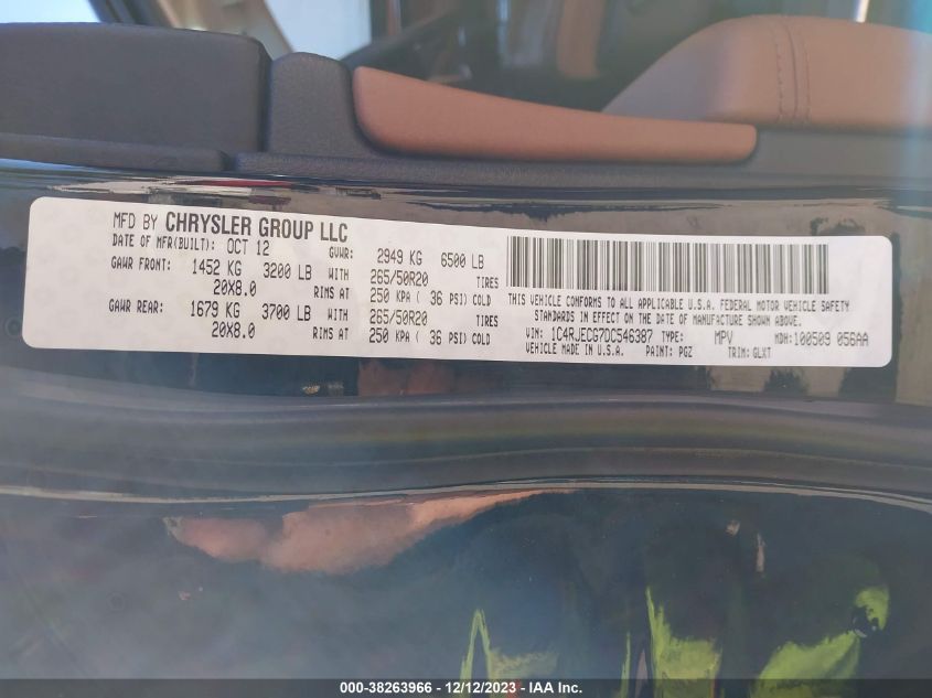 2013 JEEP GRAND CHEROKEE OVERLAND - 1C4RJECG7DC546387