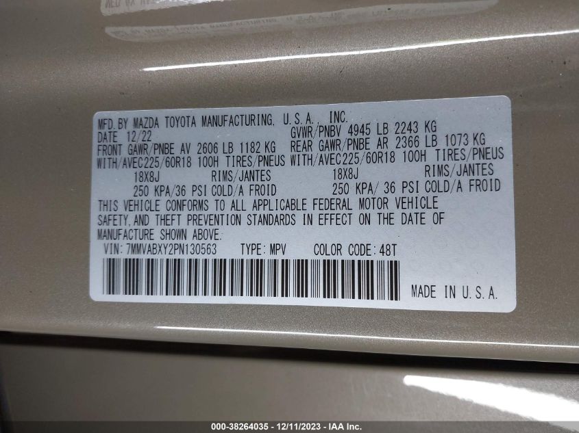 2023 MAZDA CX-50 MERIDIAN 7MMVABXY2PN130563