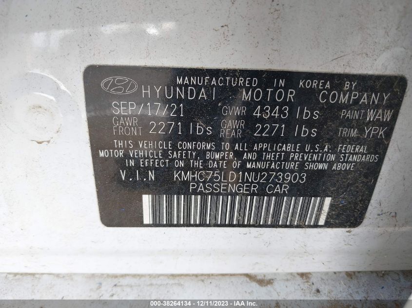 2022 HYUNDAI IONIQ PLUG-IN HYBRID SEL - KMHC75LD1NU273903