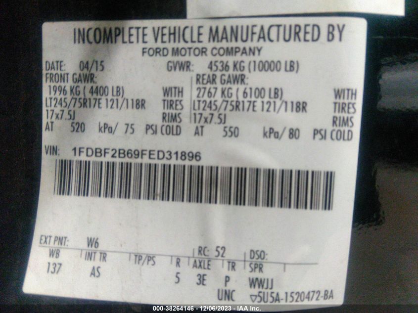 2015 FORD F-250 XL - 1FDBF2B69FED31896