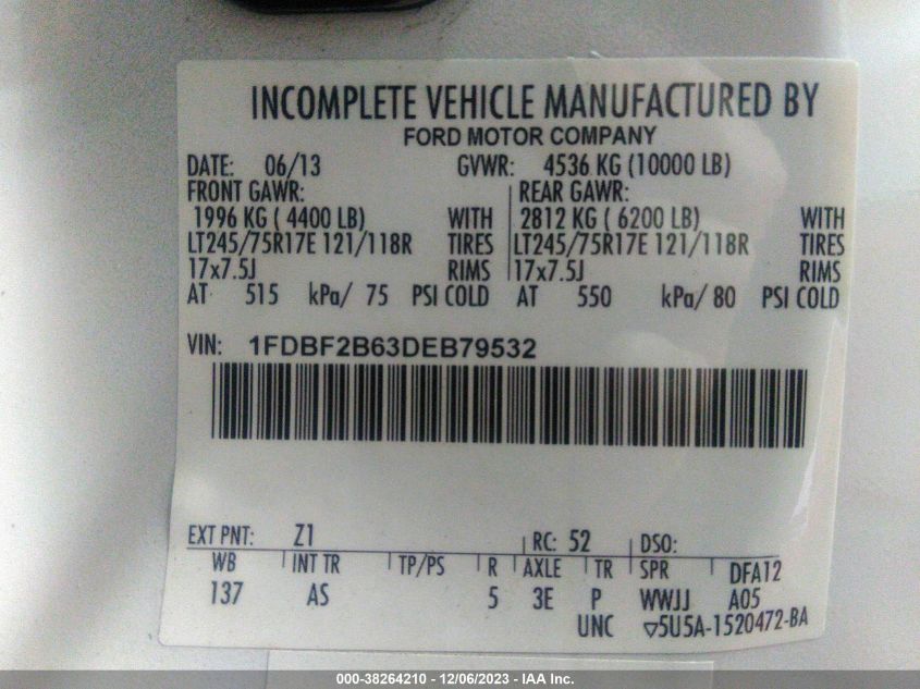 2013 FORD F-250 XL - 1FDBF2B63DEB79532