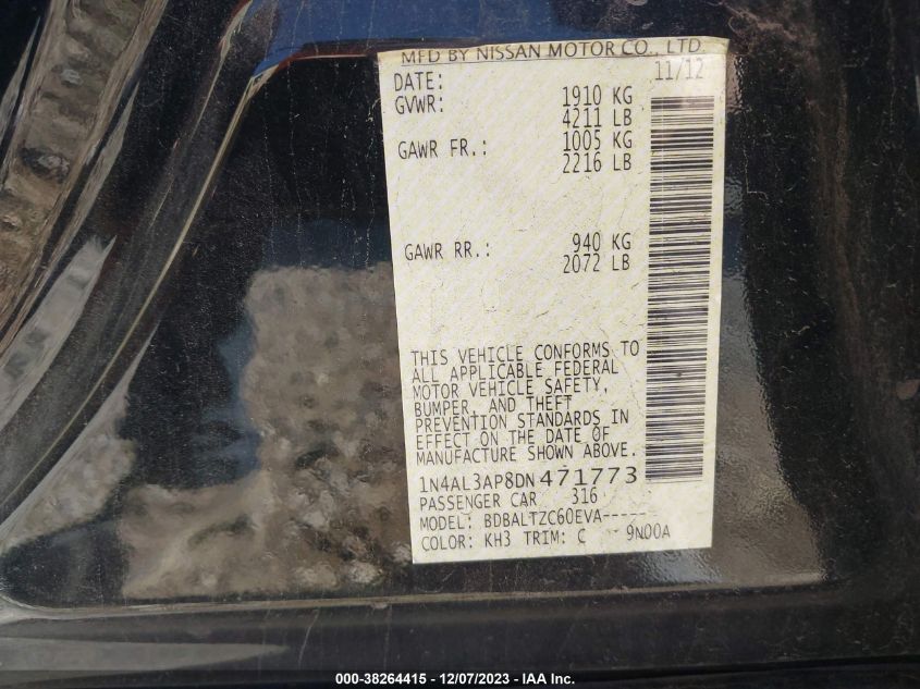 2013 NISSAN ALTIMA 2.5 SV - 1N4AL3AP8DN471773