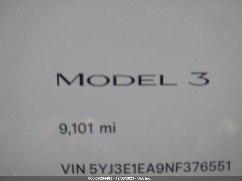 2022 TESLA MODEL 3 REAR-WHEEL DRIVE - 5YJ3E1EA9NF376551