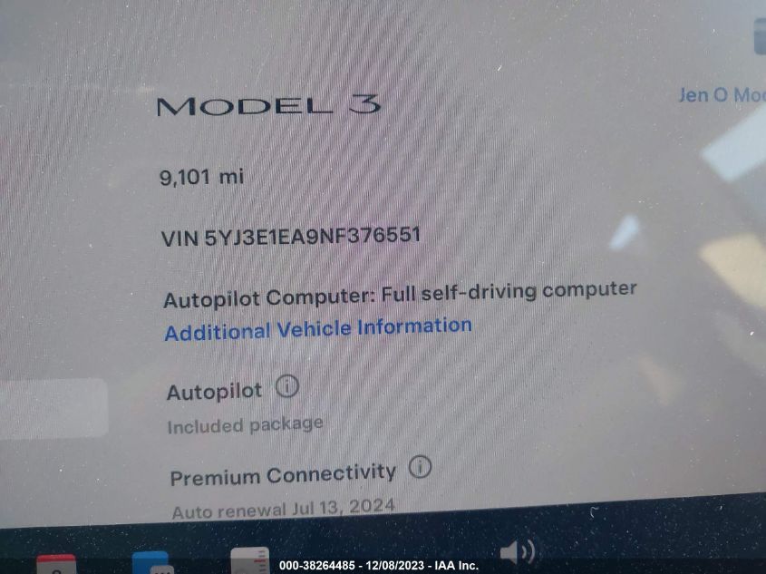 2022 TESLA MODEL 3 REAR-WHEEL DRIVE - 5YJ3E1EA9NF376551