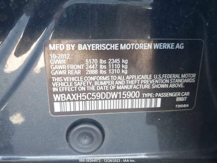 2013 BMW 528I XDRIVE - WBAXH5C59DDW15900