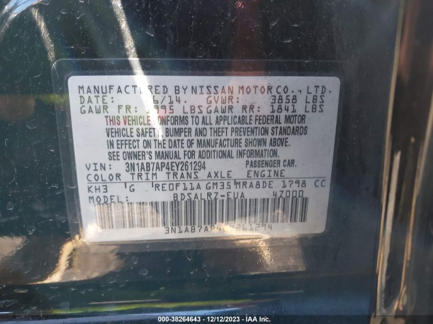 2014 NISSAN SENTRA SR - 3N1AB7AP4EY261294