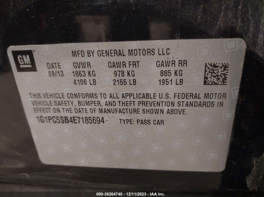 2014 CHEVROLET CRUZE LT - 1G1PC5SB4E7185694