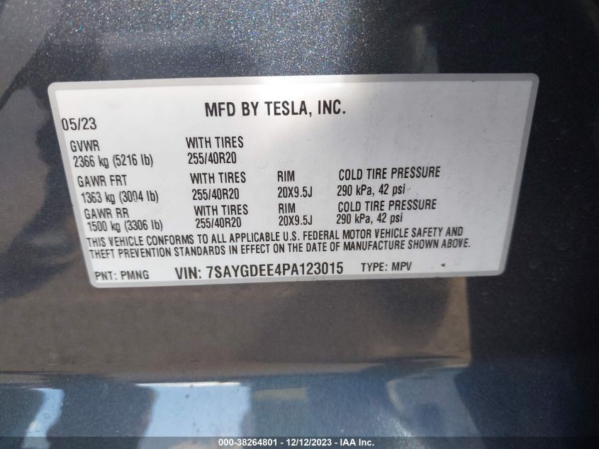 2023 TESLA MODEL Y AWD - 7SAYGDEE4PA123015