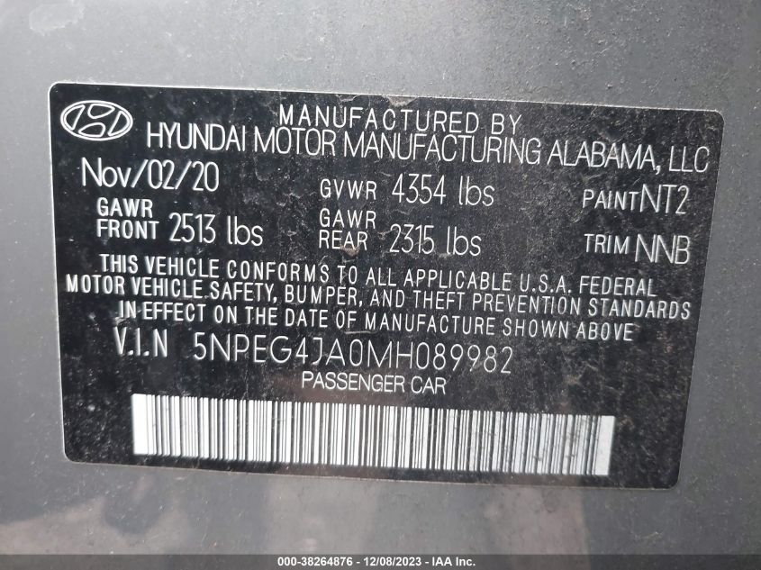 2021 HYUNDAI SONATA SE - 5NPEG4JA0MH089982
