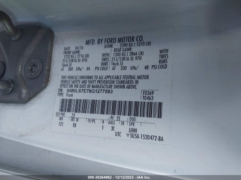 2016 FORD TRANSIT CONNECT XL - NM0LS7E78G1277583