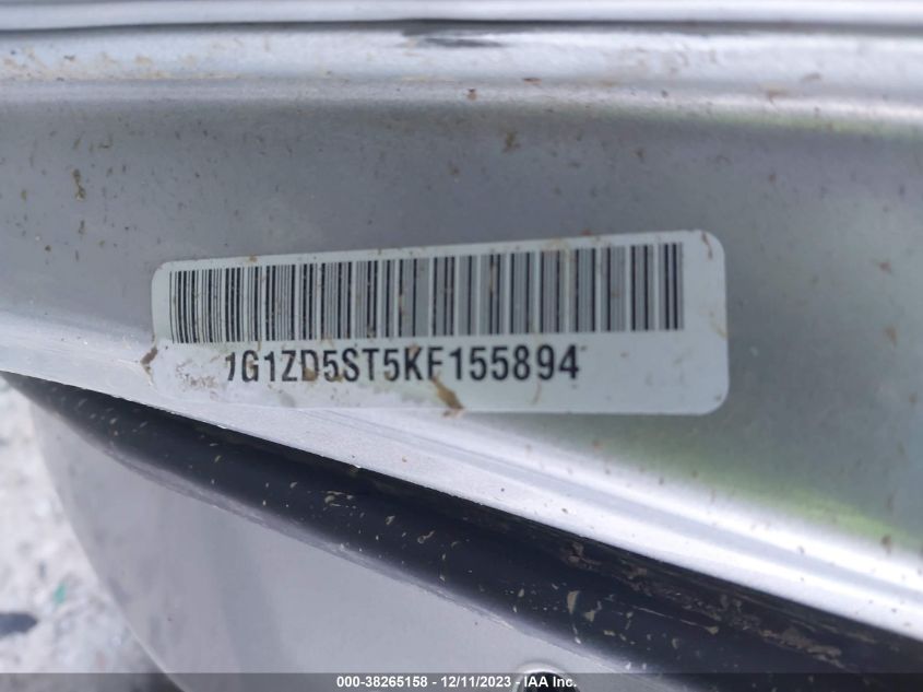 2019 CHEVROLET MALIBU LT - 1G1ZD5ST5KF155894