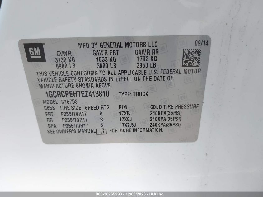 2014 CHEVROLET SILVERADO 1500 WORK TRUCK 1WT - 1GCRCPEH7EZ418810