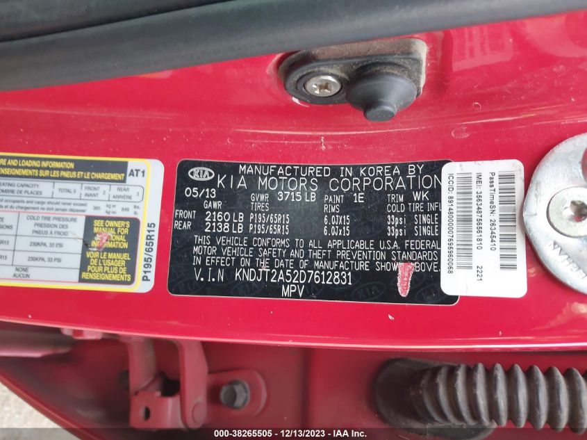 2013 KIA SOUL - KNDJT2A52D7612831