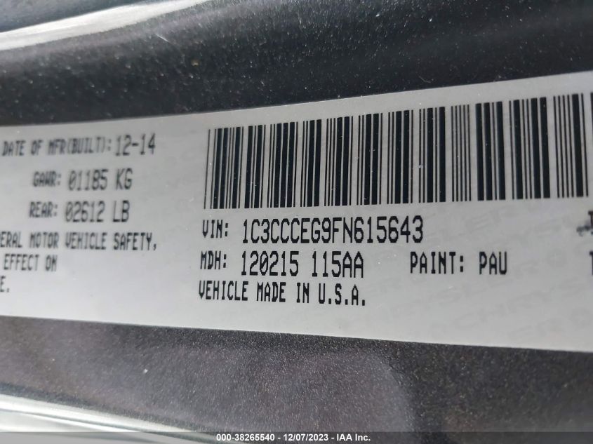 2015 CHRYSLER 200 C - 1C3CCCEG9FN615643
