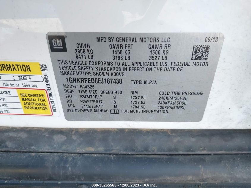 2014 CHEVROLET TRAVERSE LS - 1GNKRFED0EJ187438