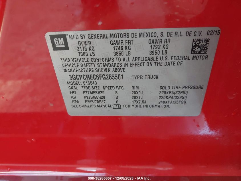 2015 CHEVROLET SILVERADO 1500 1LT - 3GCPCREC6FG285501