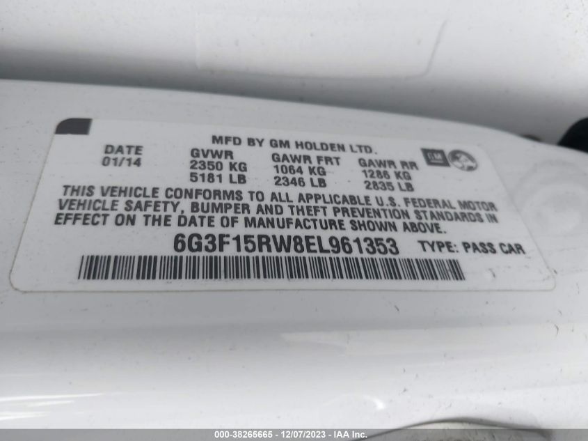 2014 CHEVROLET SS 6G3F15RW8EL961353