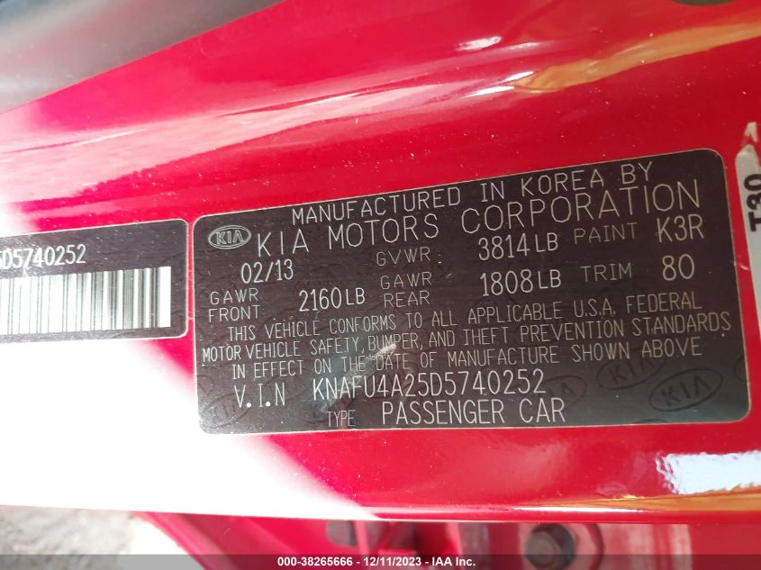 2013 KIA FORTE EX - KNAFU4A25D5740252