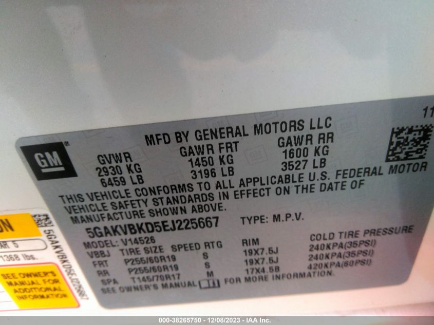 2014 BUICK ENCLAVE - 5GAKVBKD5EJ225667