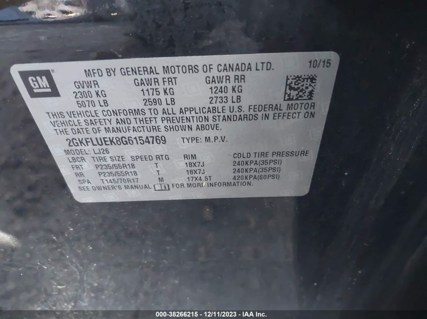2016 GMC TERRAIN SLT - 2GKFLUEK8G6154769