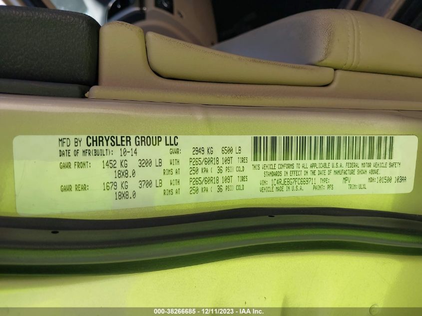 2015 JEEP GRAND CHEROKEE LIMITED - 1C4RJEBG7FC669711