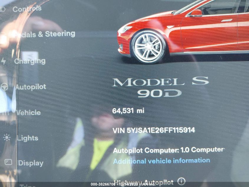 2015 TESLA MODEL S - 5YJSA1E26FF115914