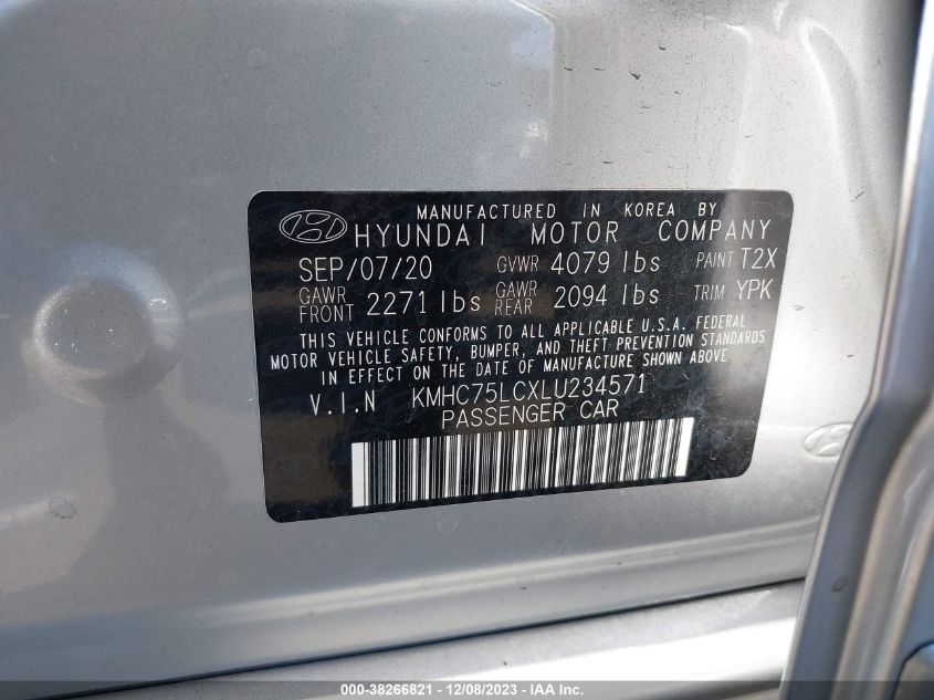 2020 HYUNDAI IONIQ HYBRID SE - KMHC75LCXLU234571