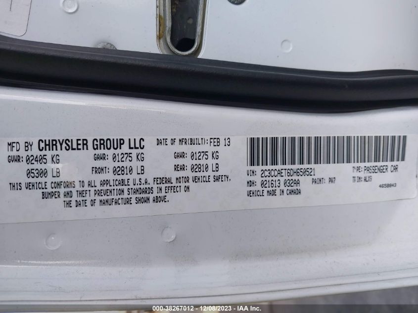 2013 CHRYSLER 300C - 2C3CCAET6DH650521