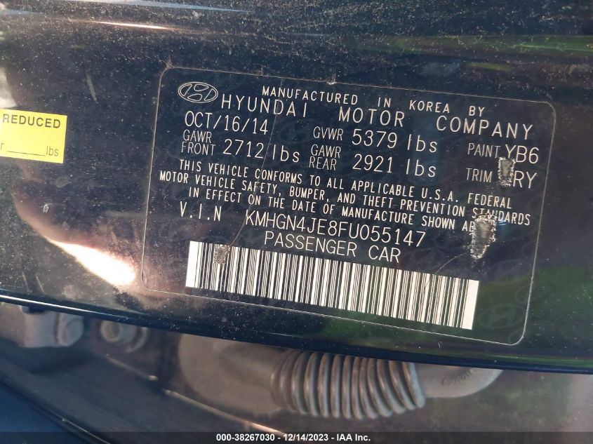 2015 HYUNDAI GENESIS 3.8 - KMHGN4JE8FU055147