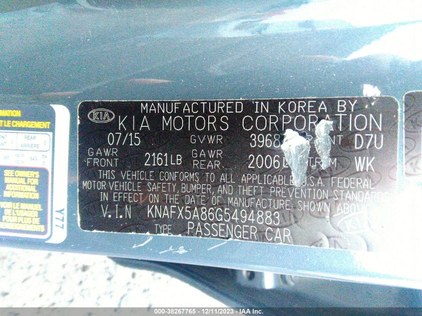 2016 KIA FORTE LX - KNAFX5A86G5494883