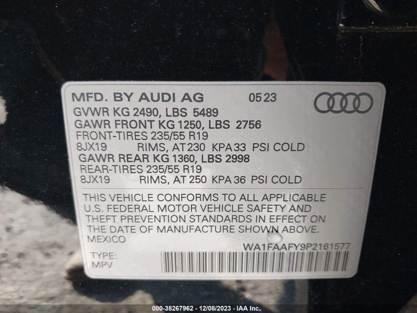 WA1FAAFY9P2161577 2023 AUDI Q5, photo no. 9