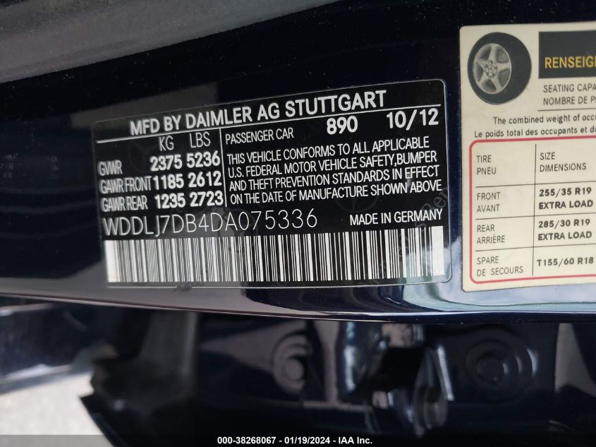 2013 MERCEDES-BENZ CLS 550 WDDLJ7DB4DA075336
