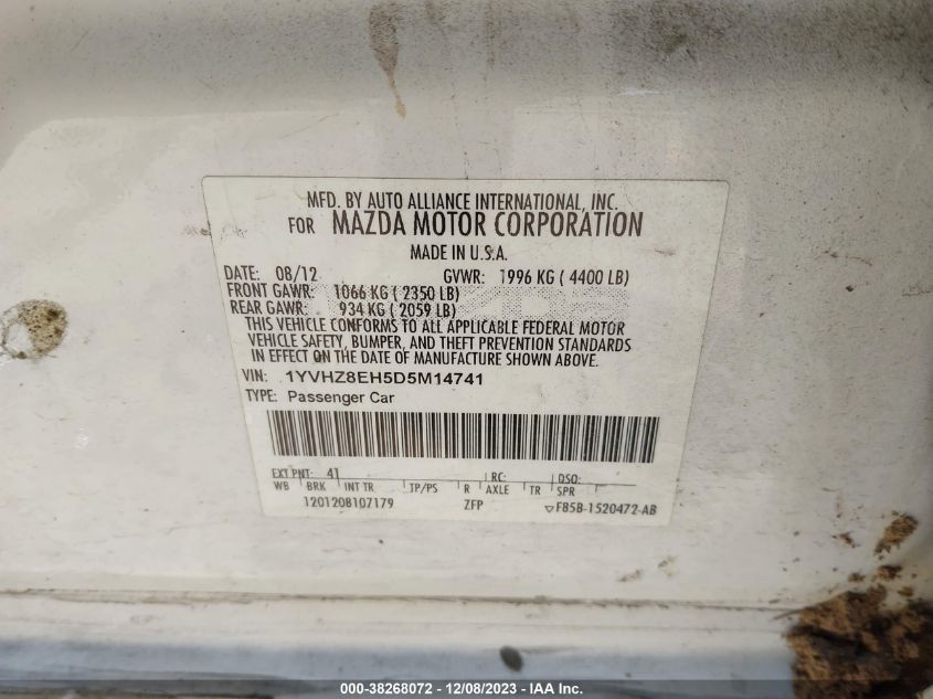 2013 MAZDA MAZDA6 I TOURING PLUS - 1YVHZ8EH5D5M14741